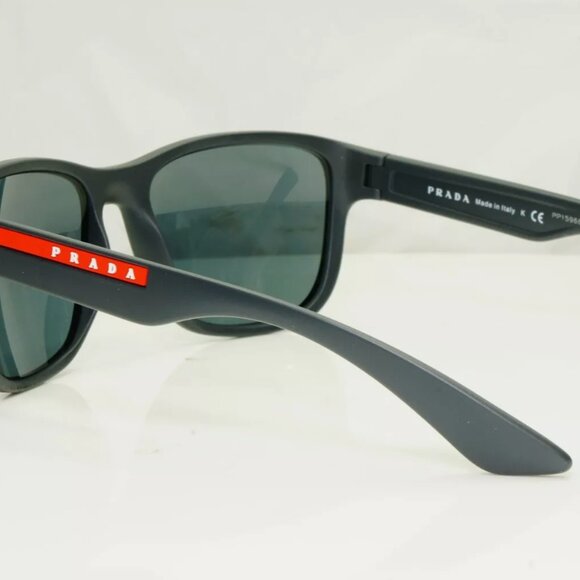 Prada Mens Grey Sunglasses Square Mirror Red Stripe - Picture 6 of 6